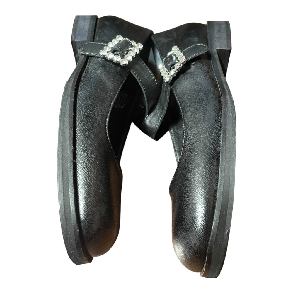 Free People Rumor Diamanté Mary Jane Flats Black Leather Size 6.5